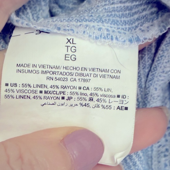 Old Navy Chambray Blue/White Striped Skirt, Drawstring Waist, Notched Hem, sx XL - Picture 7 of 8